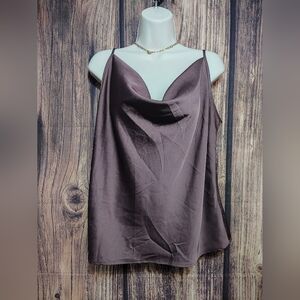 Elegant Purple Satin Cowl Neck Camisole Size Large